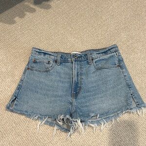 Abercrombie & Fitch Denim Split Hem Mom Shorts